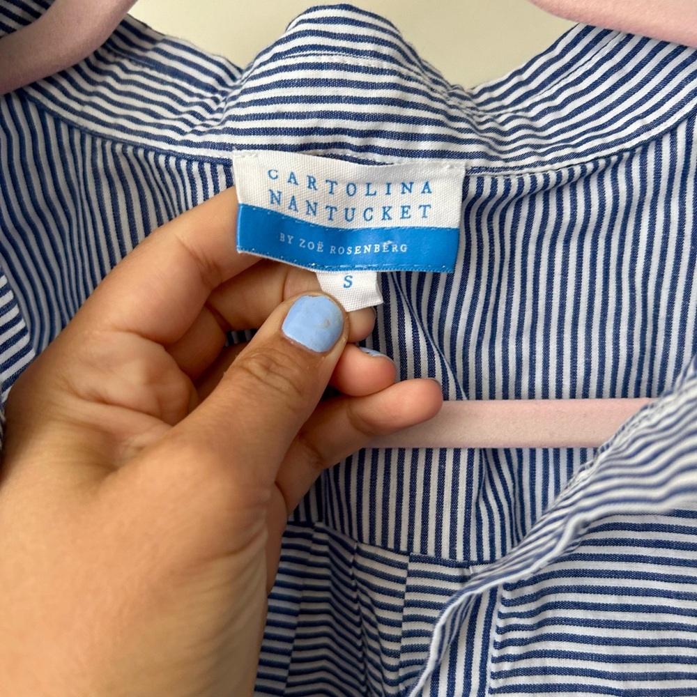 Cartolina Nantucket Striped Blue Tunic with Embroidered Hem - Picture 2 of 2